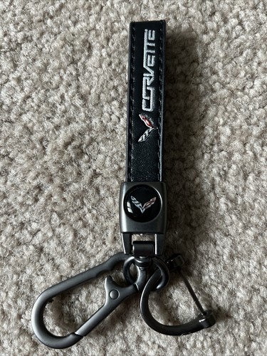 Luxury Corvette Metal Embroidered Car Keychain For Fob W/Carabiner Clip ...