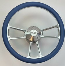 Royal Blue Steering Wheel 14 Half Wrap Billet Hub Adaptor Chevy Horn Button