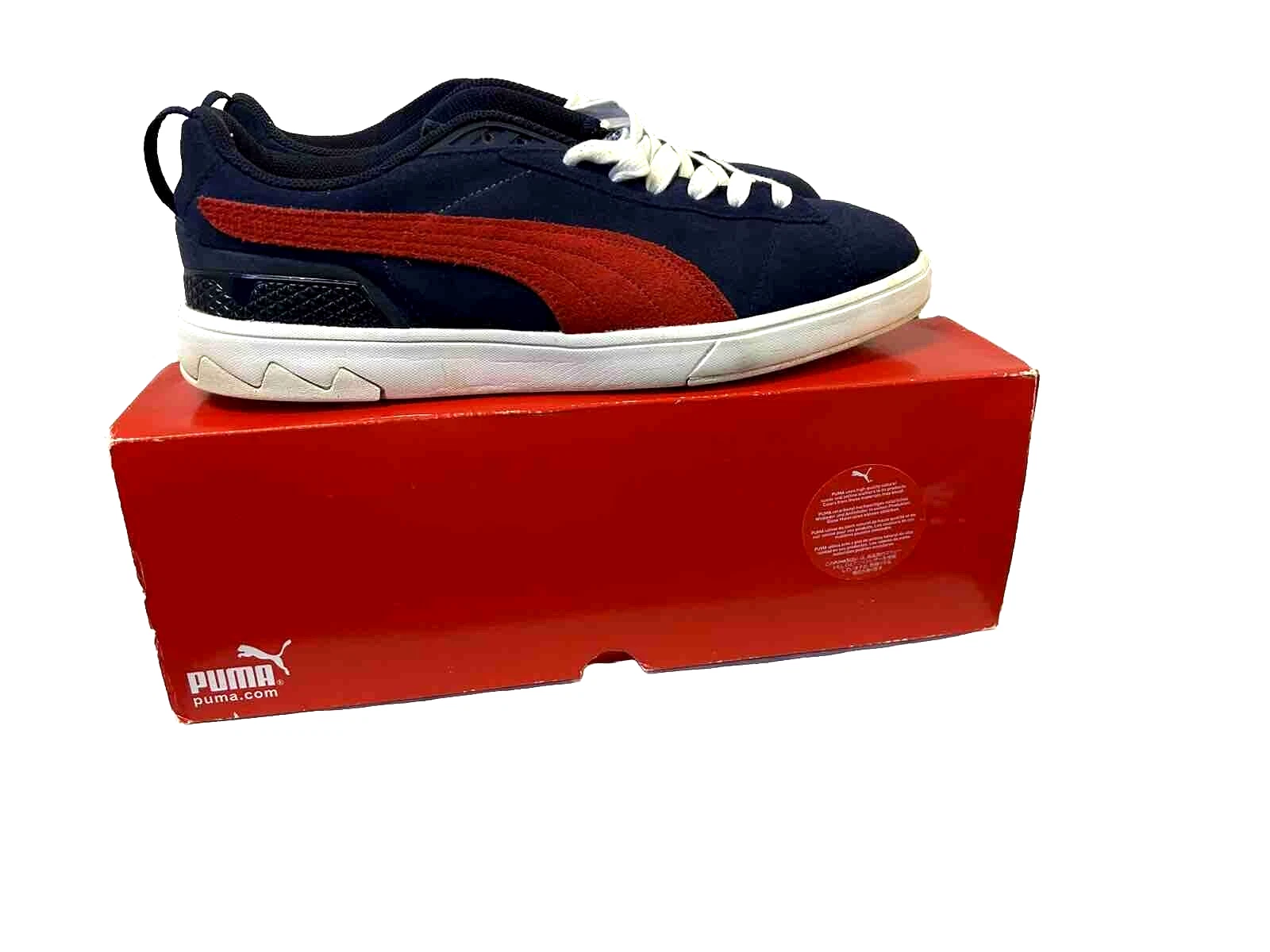 Sneakers stringate Puma Future da uomo in pelle scamosciata blu navy con finiture rosse taglia 10 5