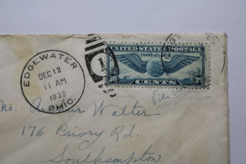 USA EDGEWATER LAKEWOOD OHIO NACH ENGLAND 1939 LUFTPOST A95 DAIR150 - Bild 2 von 4