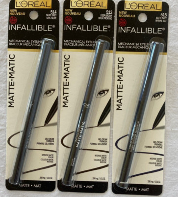 Lot 3 Loreal Infallible Matte-Matic Eyeliner Navy, Taupe Gray, Deep Brown
