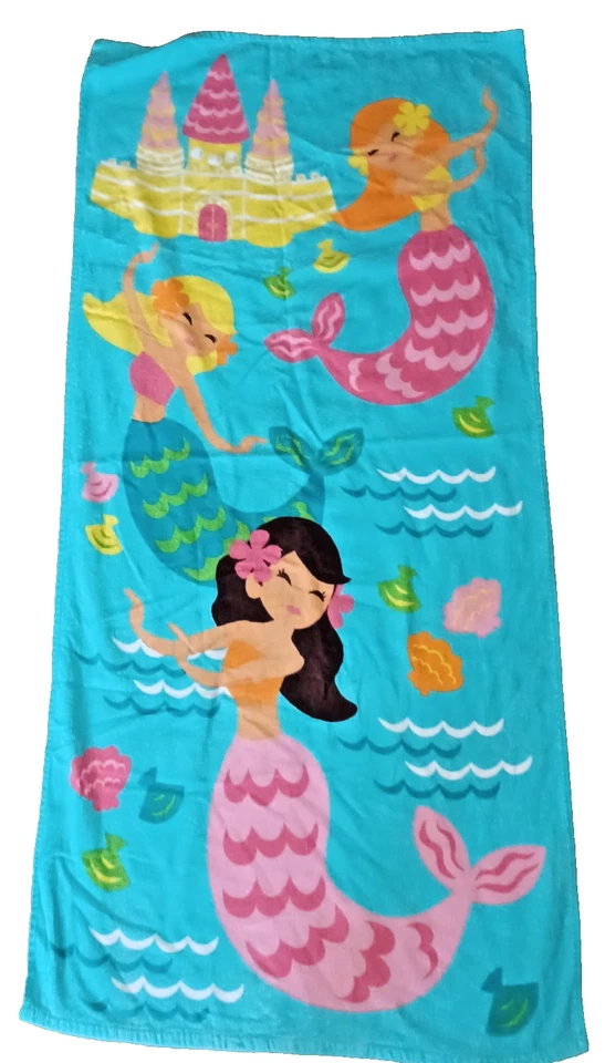 🐚 Lote Toallas de Playa Sirena Niña Rosa Azul Piscina Baño Foto 3 de 3