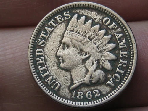 1862 Copper Nickel Indian Head Cent Penny- Fine/VF Details