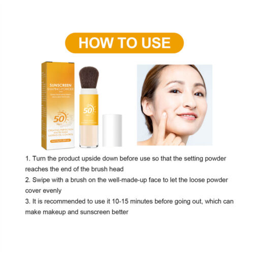 Sunscreen Setting Powder, Mineral Translucent Sunscreen Powder Brush SPF50 PA++ - Picture 13 of 13