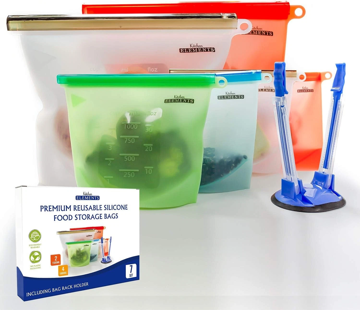 Reusable Silicone Food Storage Bags [7 Set] | [4 x 1000ml + 2 x 1500ml +...
Opens in a new window or