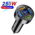 Car Charger 6 Port  PD Fast Charging USB Adapter LED Display Socket Plug