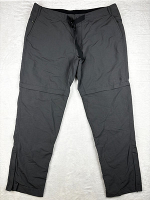North Face Paramount Pants Mens 40x32 Gray Convertible Belted Nylon Hiking