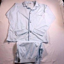 Vintage Olina Mens Pajama Lounge Set Light Blue Cotton Blend Long Sleeve
