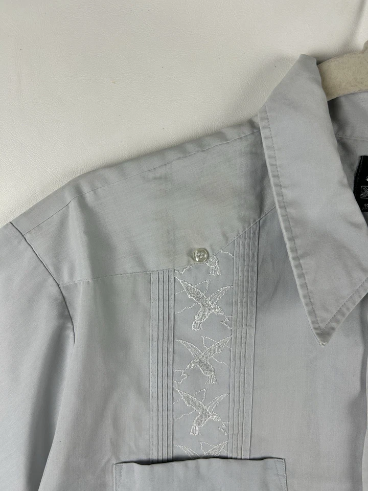 Vintage Guayabera by Haband of Paterson Light Gray 4-Pocket Shirt Size XL - Image 3 of 4