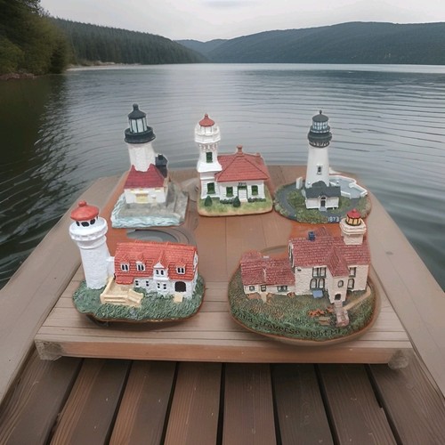Lot Of 5 Vintage Lighthouse 3 Scaasis Originals 1 Yaquina 1 Unbranded Figurine - Picture 2 of 10