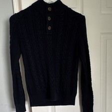 GAP kids Boy Navy Cable Knit Henley Sweater Mock Neck Button Size M 8