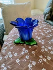 Vintage Italian Murano Art Glass Candlestick Blue Bel Size-3x4 inch