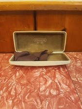 COACH Eyeglass Case Hard Clam Shell White Embossed Logo Small Sunglasses