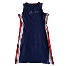 Tommy Hilfiger Sport Dress Womens L Blue Colorblock Tank Bodycon Mini Patriotic