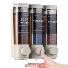 Shampoo and Conditioner Dispenser,Shower Soap Dispenser 3 Chamber No Drill Wa...