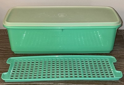 Vintage Tupperware Celery Keeper Container 782-8 Insert & RARE Jadeite Green Lid