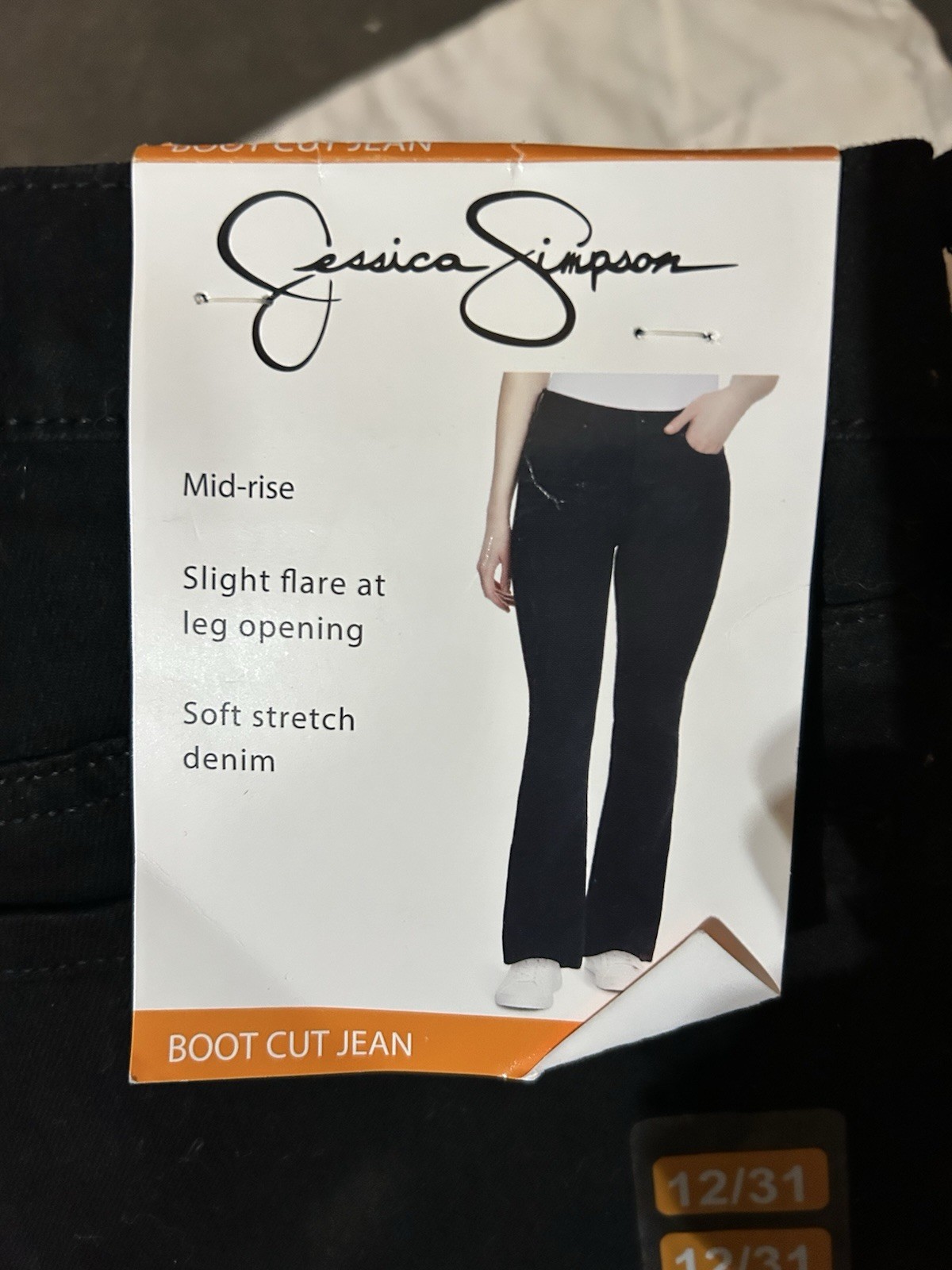 Jessica Simpson Ladies Black Denim Stretch Bootcut Jeans Size 12/31” Mid Rise