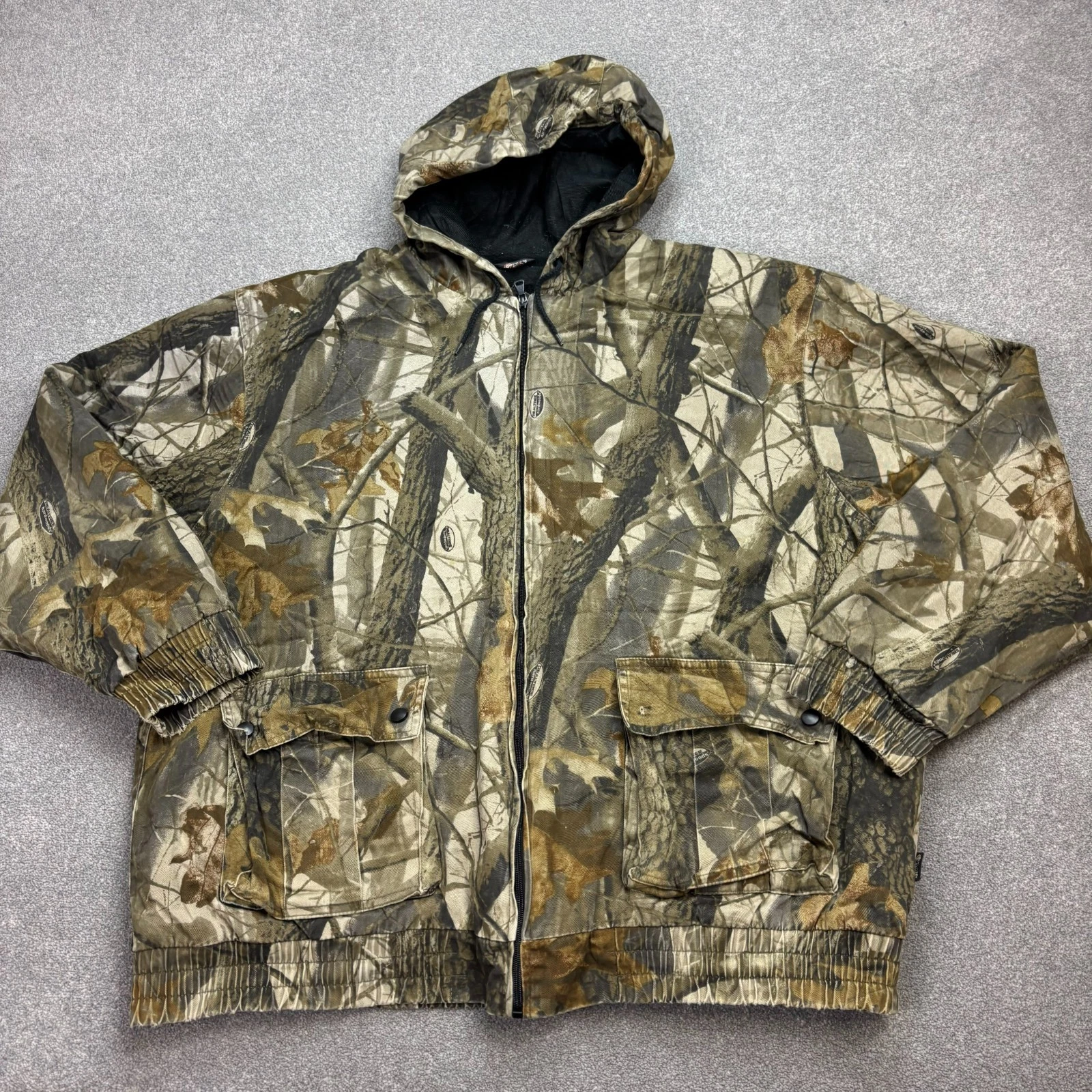 RealTree Jacket Adult X Large Brown Canvas Workwear Lined Hunting Camo Hood Men*