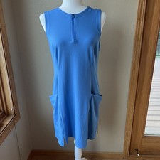Bad Birdie Golf Hybrid Dress Womens L Blue Sleeveless Pockets 1/4 Zip Pickleball