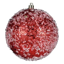 Vickerman 10" Contemporary Plastic Hail Ball Ornament in Glitter Red