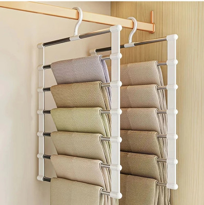 1 mehrlagiger faltbarer Hosenbügel Schrank Platzsparer Organizer Stoffständer