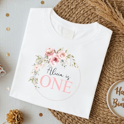 Personalised Floral Wreath Birthday T-shirt