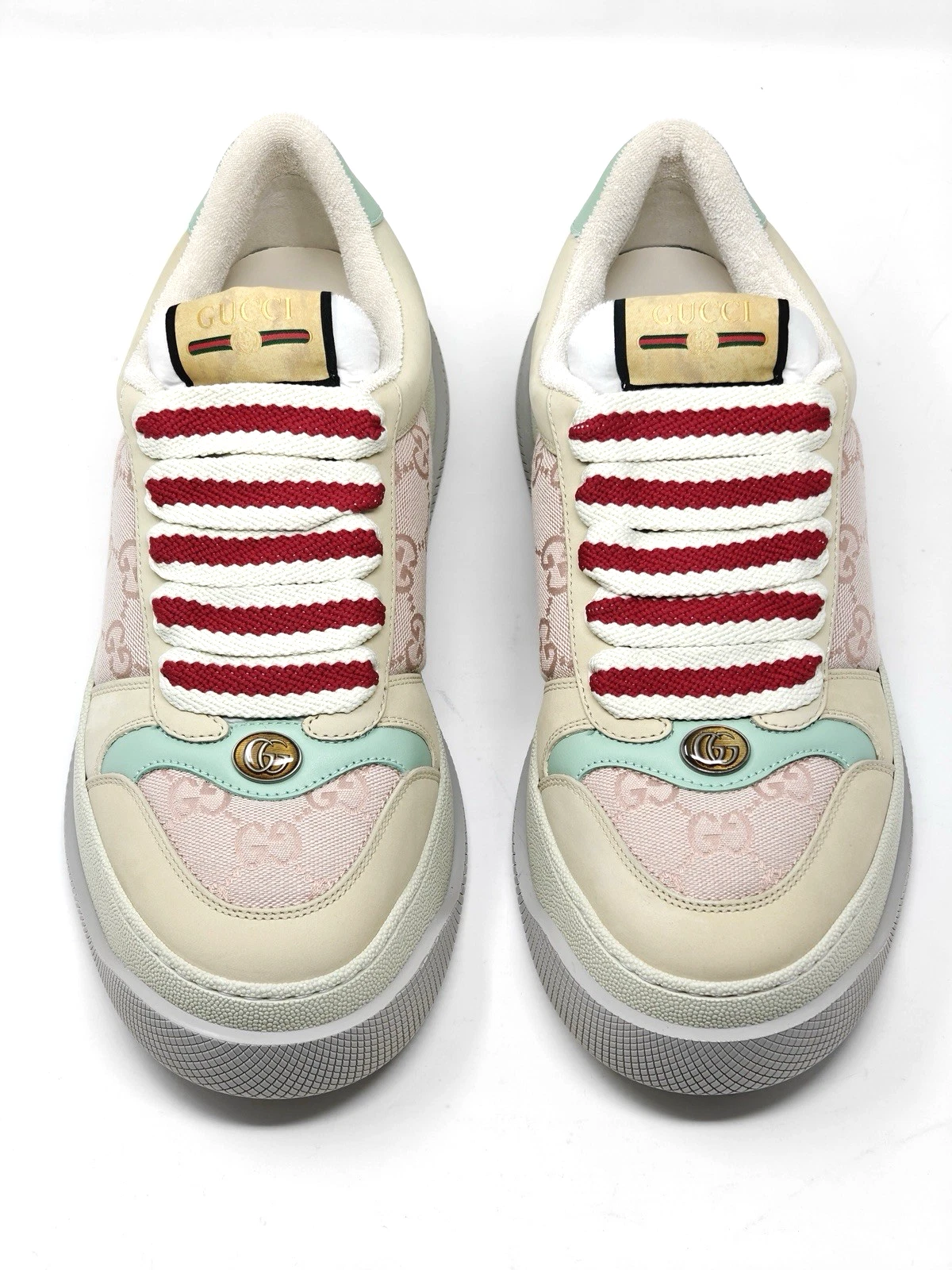 Gucci Screener Womens Sneakers Shoes White Monogram Pink GG UK 7.5 US 10.5 19835