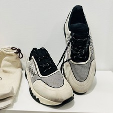 Hermes Trail Sneakers Black White Knit Suede ...