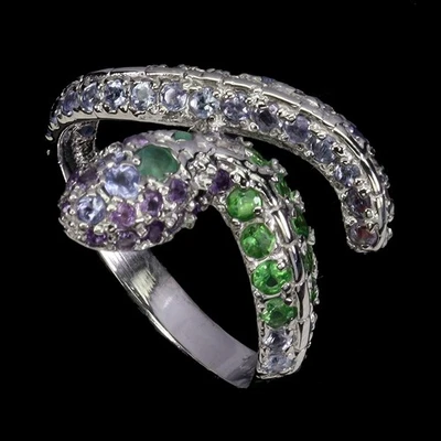 925 Sterling-Silber Ring Rund Smaragd 2,5 mm Amethyst Schmuck Größe 8 - Bild 1 von 4