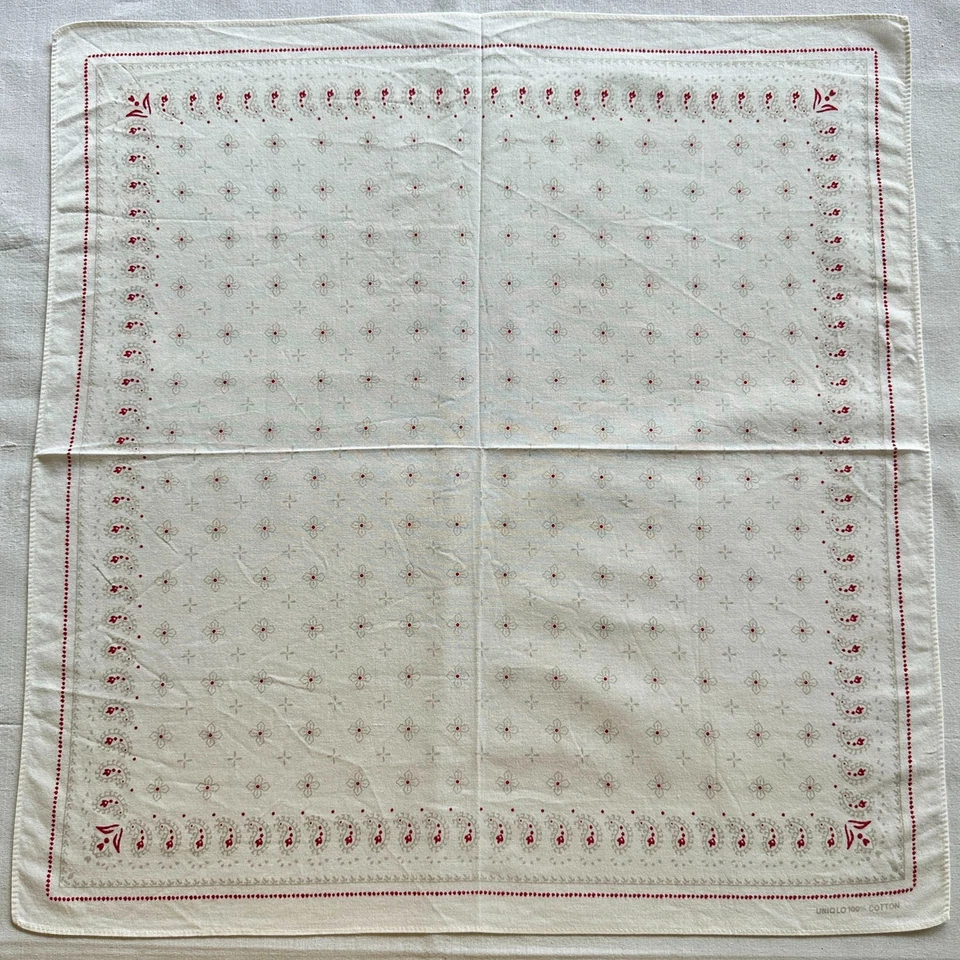 Pañuelo Pañuelo Vintage Beige Algodón Floral y Paisley Pañuelo 19" Foto 2 de 3