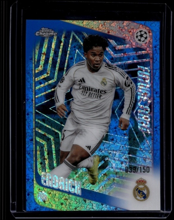 2025-26 Topps Chrome UEFA Soccer Endrick #86 Blue Mini-Diamonds Refractor /150