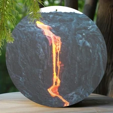 1pc 2D Volcanic Eruption Round Aluminum Wall Art - Rust-Resistant Metal Panel wi