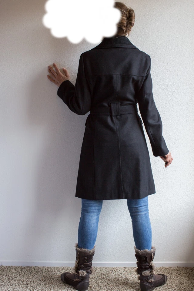 Abrigo Abrigo Abrigo Bolsillos Negro S Vintage Esprit Outwear Trench Lana Pecho Único S Foto 4 de 4