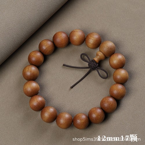 Indonesian Old Sandalwood Buddha Bead and Nymphal Wooden Bracelet - Picture 11 of 31
