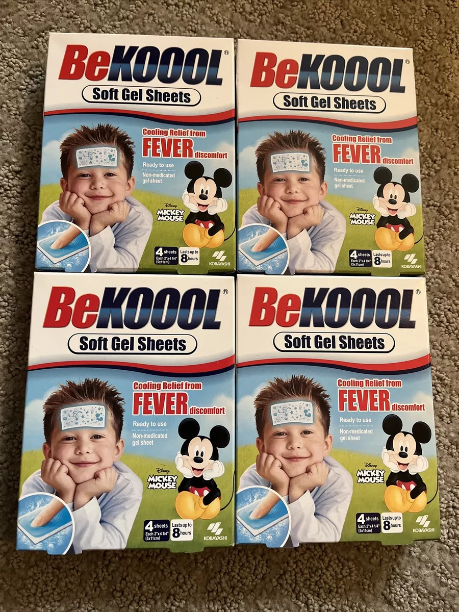 4x Be Koool Soft Gel Sheets for Kids Cooling Relief From Fever