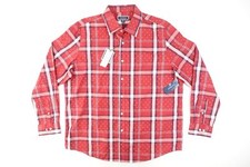 CLUB ROOM WINDOWPANE PLAID RED BLUE XL STRETCH BUTTON FRONT SHIRT MENS NWT NEW