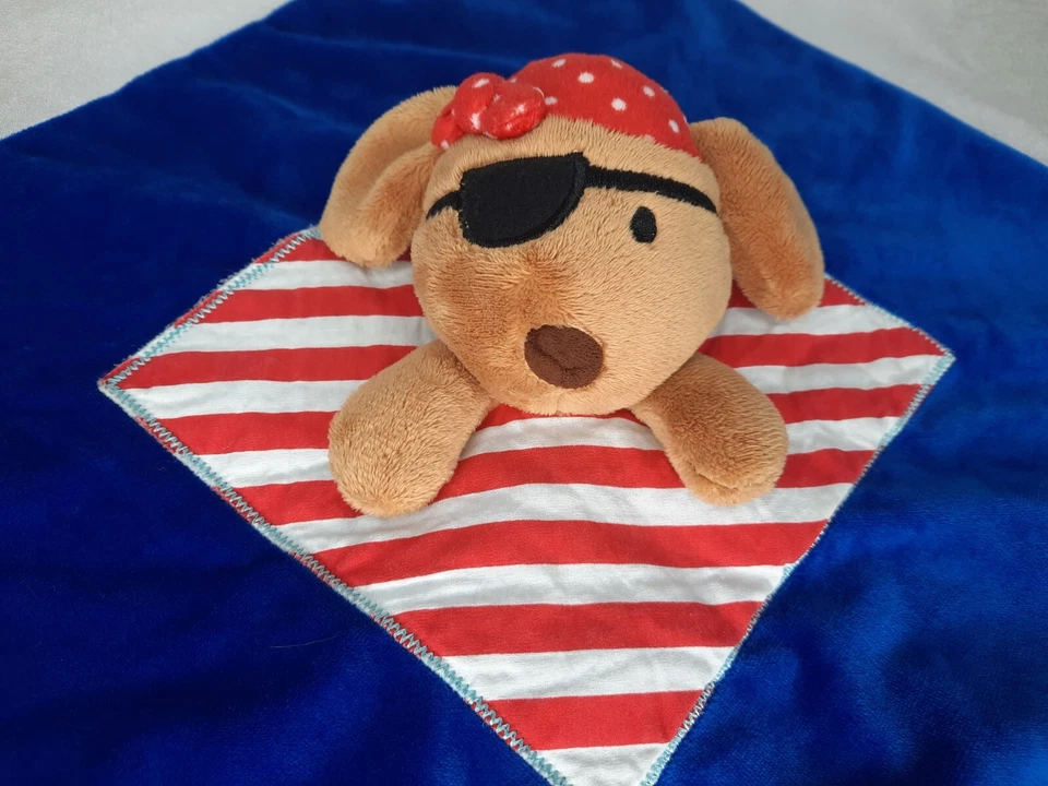Manta de seguridad Kids Preferred AHOY perro pirata Lovie espalda satinada azul  Foto 4 de 4