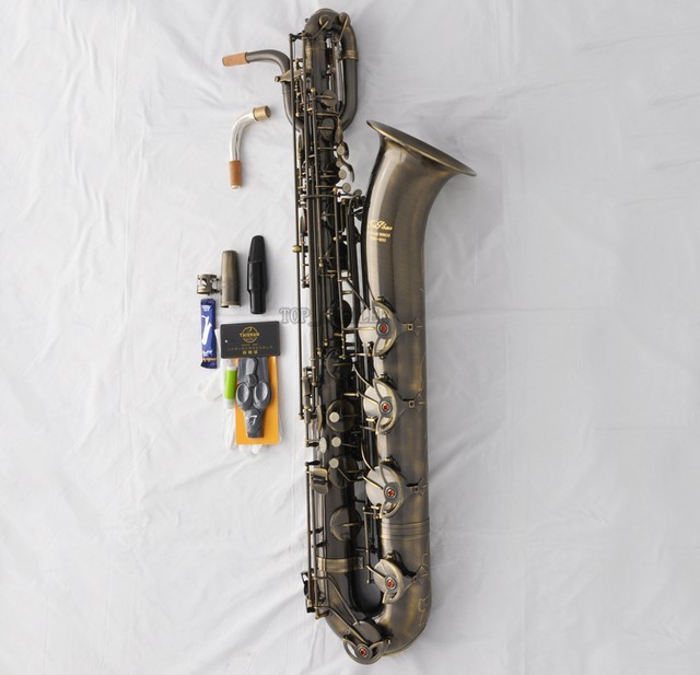 Professional TaiShan Antique Baritone Saxophone Eb Sax Low A to High F 2 Necks eBay