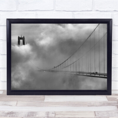 Schwedenbrücke Hohe Küste Wolken Wolke Nebel Architektur Schwarzweiß Druck