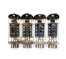 Matched Quad PHILIPS Holland PL508 Audio Power Output Tubes Valve 17KW6 Test NOS
