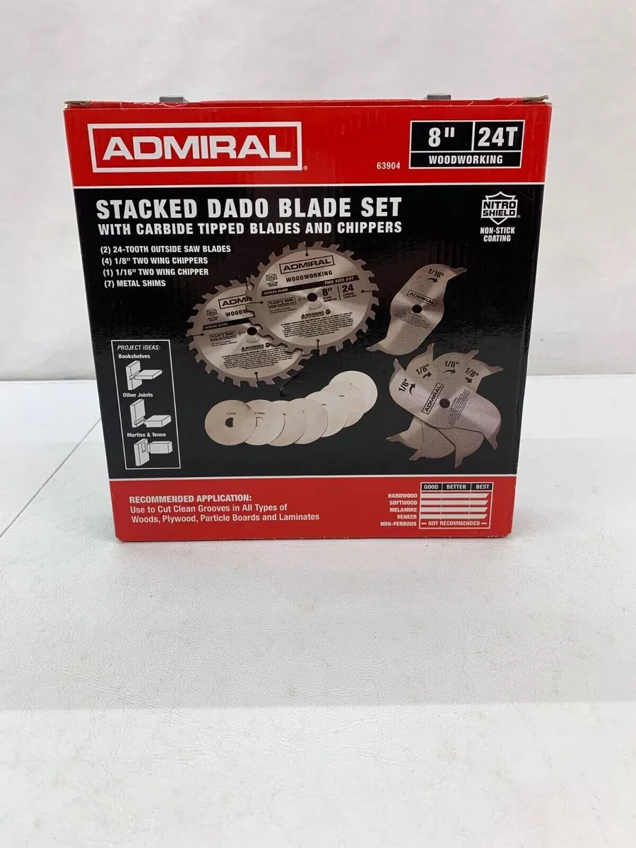 Circular Table Saw Blade Set 8 in. x 24 Teeth Stacked Dado Kit Carbide Steel
