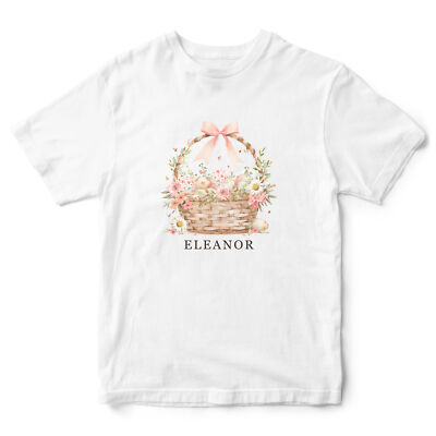 Girls Personalised Easter Basket T Shirt shirt Girl Custom Name Palm Sunday F...