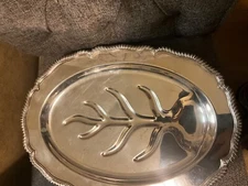 LARGE W.S Blackington  Fine Silverplate Meat Platter Footed 16.5” Chippendale