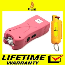 POLICE Stun Gun Burn Pepper Spray Combo Powerful Self Defense 398 Pink & Yellow 