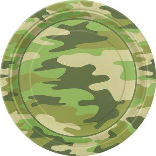 Army Camo Paper 9 inch Plates pack of 8