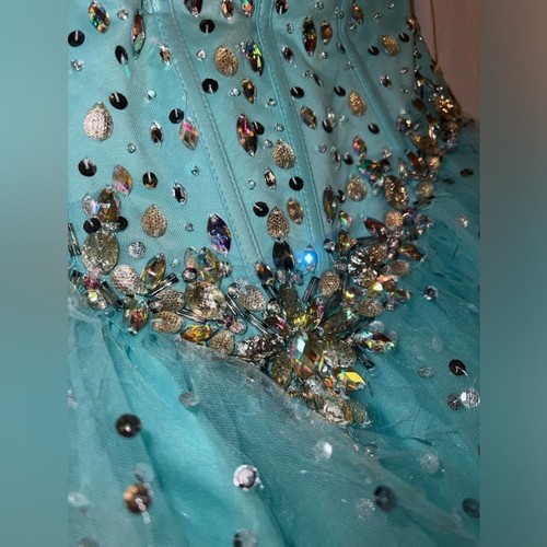 Mori Lee by Madeline Gardner Sparkle Light Blue Ball Gown Sweet 16 Prom Dress - Picture 8 of 16