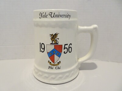 Yale University 1956Phi Chi Crest Tankard Mug 6'' Tall 6'' Wide Vintage Stein