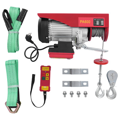Elektrische Seilwinde Flaschenzug Hebezug Kran Seilzug Funk 220V 600kg TÜV