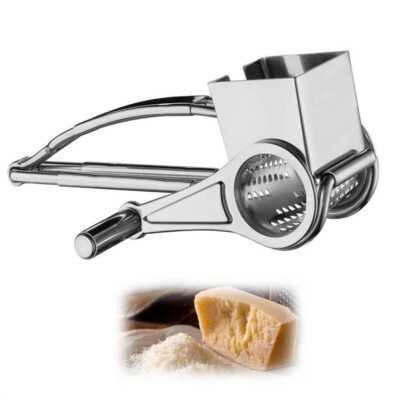 Grattugia Manuale Per Formaggio E Verdure - In Acciaio Inox, Con 3 Lame, A Manovella - Foto 7