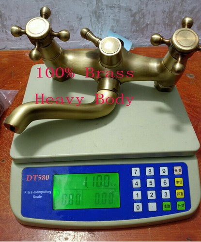 Antique Brass Shower set Faucet 2Handheld Spray Mixer Tap Bath 8"Round Rain WELS - Picture 2 of 18